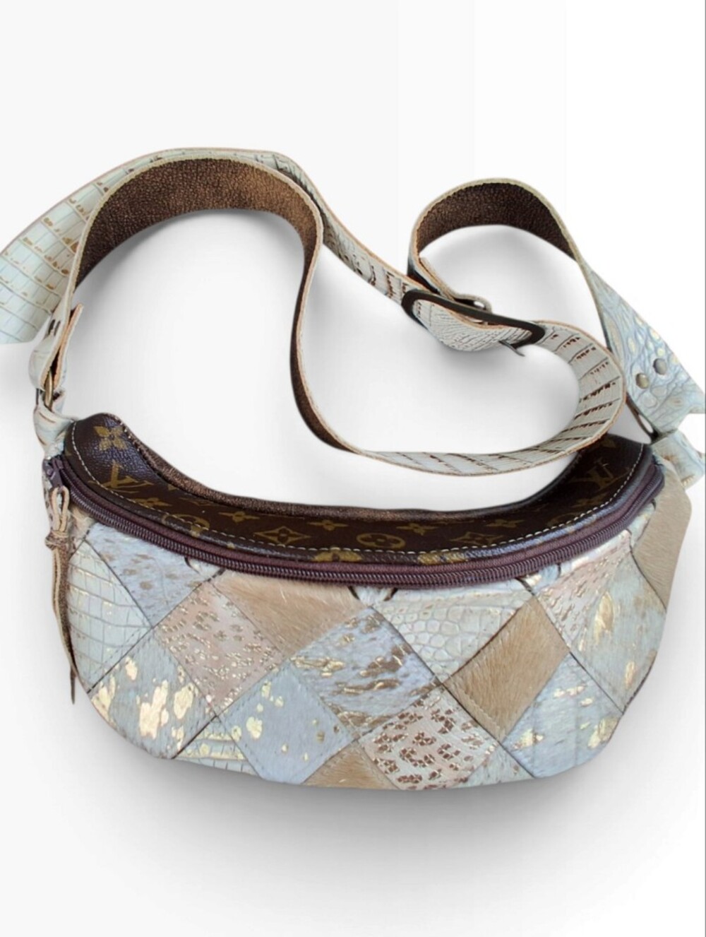 Keep It Gypsy Upcycled Leather Patchwork Crossbody Belt Bag